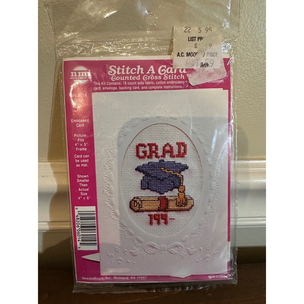 NeedleMagic Stitch A Card Counted Cross Stitch Kit Graduation Grad Vintage 6014